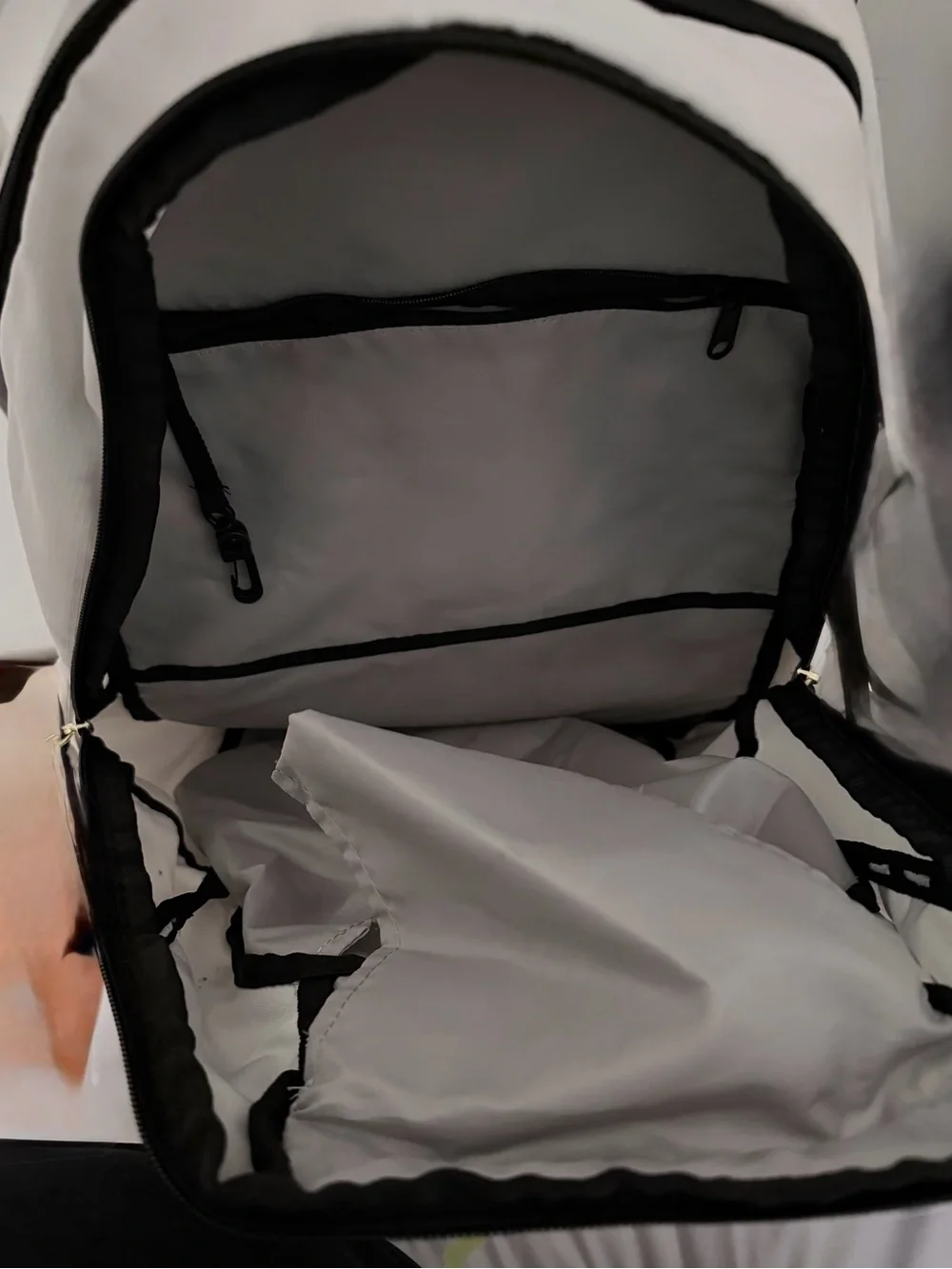 adidas White and Black Logo Men's Backpack with Gold Zippers